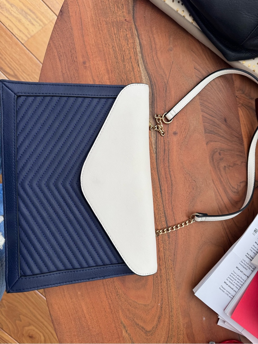 Neiman Marcus Navy & White Quilted Shoulder Bag